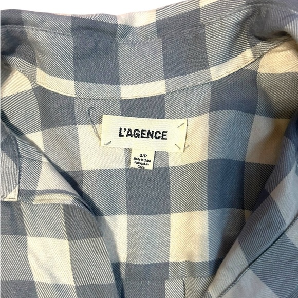 L’AGENCE Plaid Button Down shirt dress Long Sleeve Knee Length Size Small Gray - Picture 6 of 11